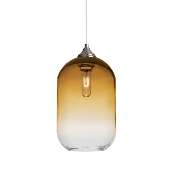 Besa Lighting Omega 12 Cord Pendant, Amber/Clear, Satin Nickel Finish, 1x60W Incandescent 1JT-OMEGA12AM-SN - main